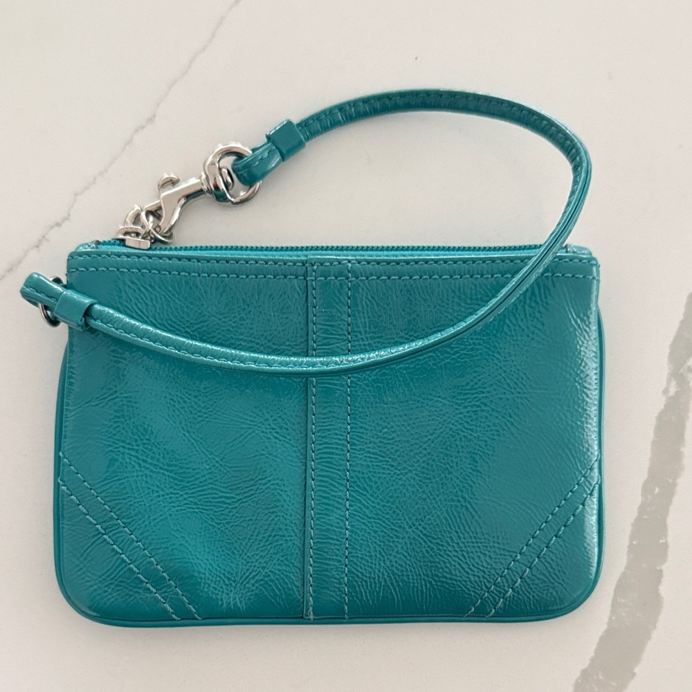 Coach Turquoise Leather Wristlet
